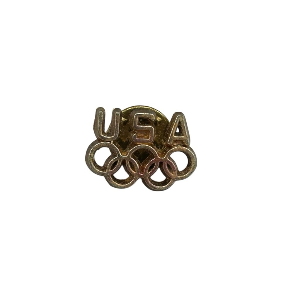 Vintage USA Olympic Rings Pin Gold Tone Brooch